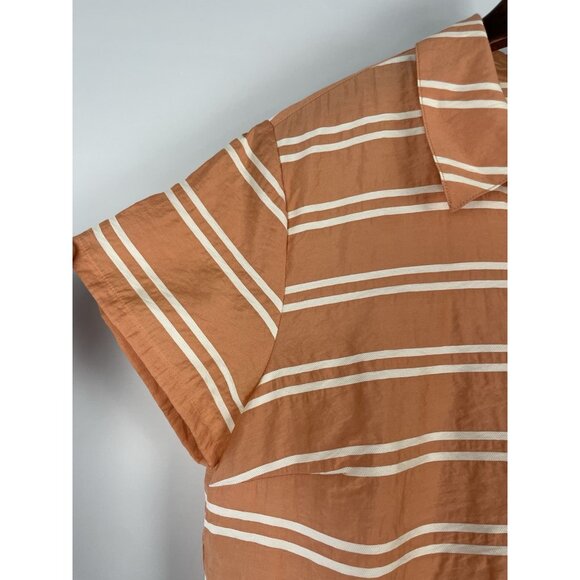 CAbi Camp Shirt 6511 Peach Striped Button Up Short Sleeve Collared Size M - Picture 4 of 8